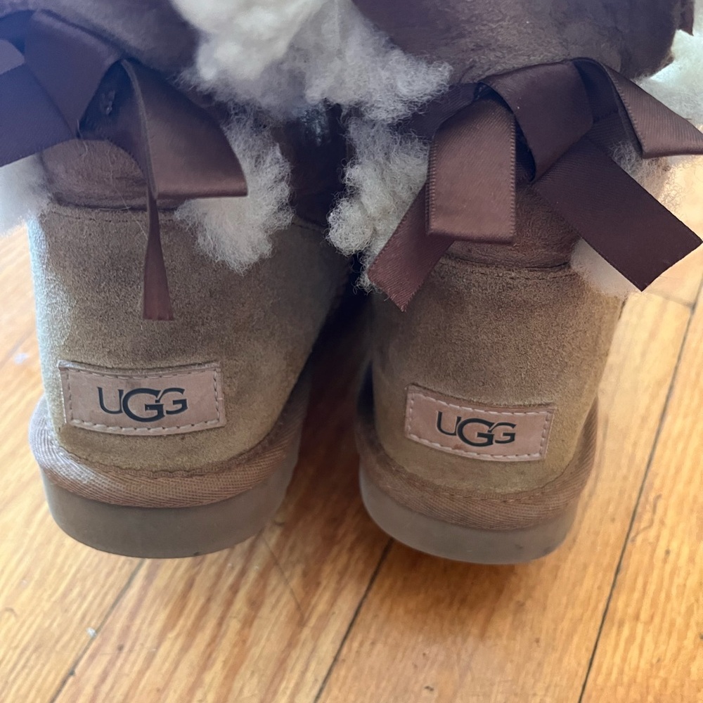 UGG Kids Brown Boots with Ribbon Detail